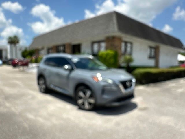 2021 Nissan Rogue SL in Boulder Gray Pearl — front three-quarter view