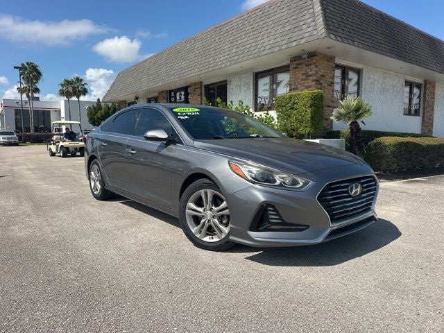 2018 Hyundai Sonata Limited in Machine Gray — front three-quarter view