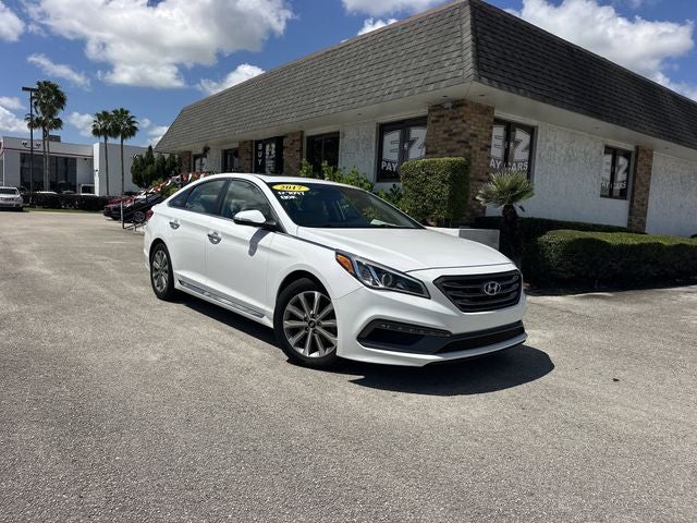 2017 Hyundai Sonata Limited in Quartz White Pearl — front three-quarter view