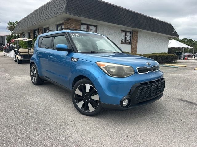 2016 Kia Soul Plus in Caribbean Blue — front three-quarter view